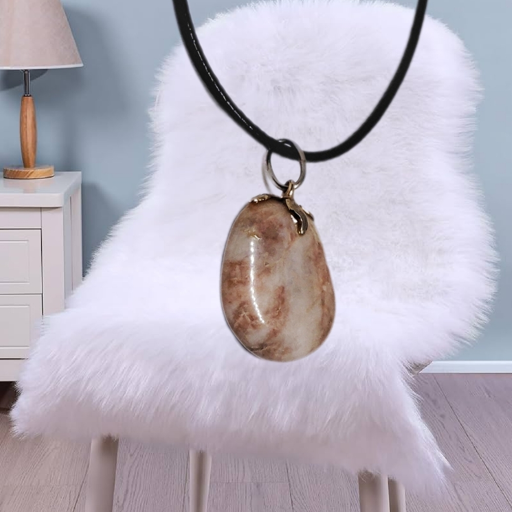 Natural Stone Pendant with Cord Necklace